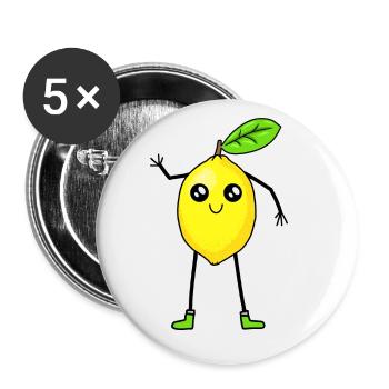 Lemon Lemon Fruit Fruits Vitamins - Buttons small 1''/25 mm (5-pack) - white - Front