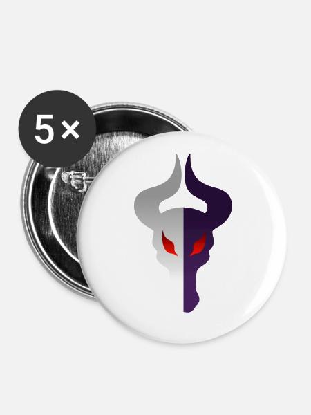 Doppelseitiger Drachenkopf - Buttons klein 25 mm (5er Pack) - Weiß