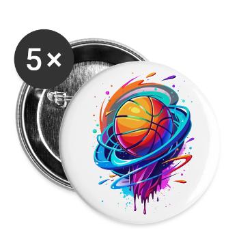 Basketballkörbe Vortex Neon Swirl - Buttons klein 25 mm (5er Pack) - Weiß - Vorne