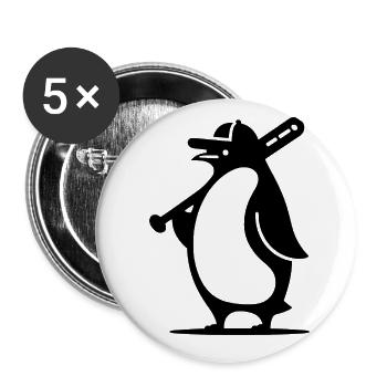 Pinguin Baseballspieler Silhouette - Buttons klein 25 mm (5er Pack) - Weiß - Vorne