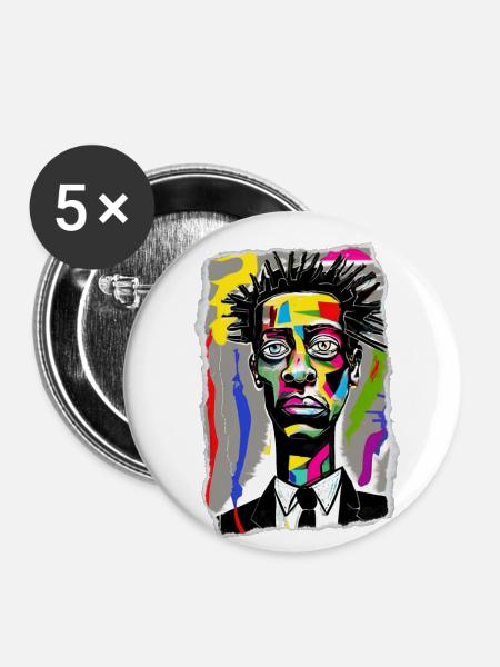 Lebendiges Stadtporträt - Buttons klein 25 mm (5er Pack) - Weiß