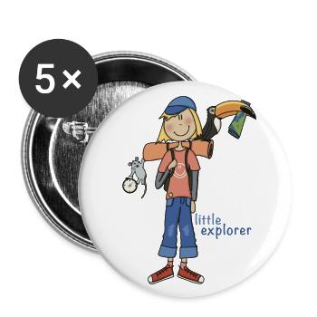 Little Explorer - Camping Kids - Buttons small 1''/25 mm (5-pack) - white - Front