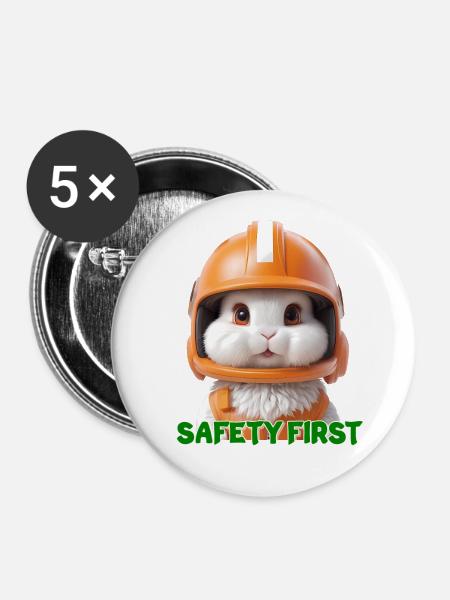 Kaninchen - Buttons klein 25 mm (5er Pack) - Weiß