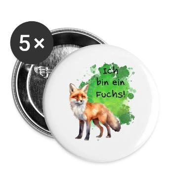 Ich bin ein Fuchs! - Buttons klein 25 mm (5er Pack) - Weiß - Vorne