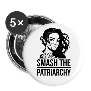 Écrasez le patriarcat - Lot de 5 petits badges (25 mm) - blanc - Devant