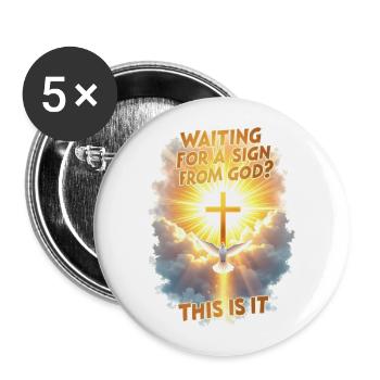 Signes de Dieu - Lot de 5 petits badges (25 mm) - blanc - Devant