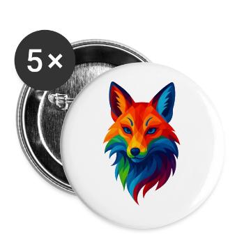 WPAP Stil Tiere - Kitsune Fuchsgeist - Buttons klein 25 mm (5er Pack) - Weiß - Vorne