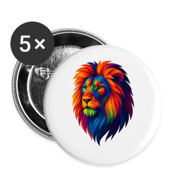 WPAP Polygon Stil Tiere - Löwe Porträt - Buttons klein 25 mm (5er Pack) - Weiß - Vorne