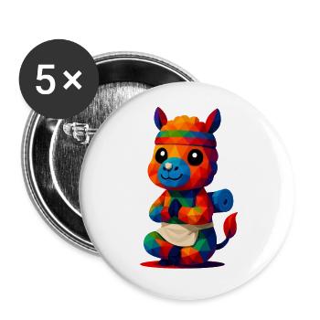 WPAP Polygon Kawaii Stil Tiere Baby Alpaka Yoga - Buttons klein 25 mm (5er Pack) - Weiß - Vorne