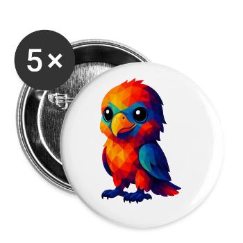 WPAP Polygon Kawaii Stil Tiere Baby Adler - Buttons klein 25 mm (5er Pack) - Weiß - Vorne