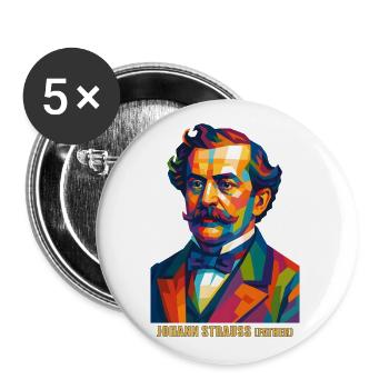 WPAP Polygon Portrait Johann Strauss (Father) - Buttons small 1''/25 mm (5-pack) - white - Front