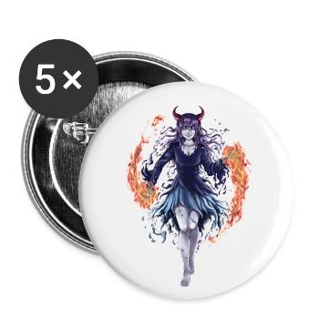 Fire Demon - Buttons klein 25 mm (5er Pack) - Weiß - Vorne