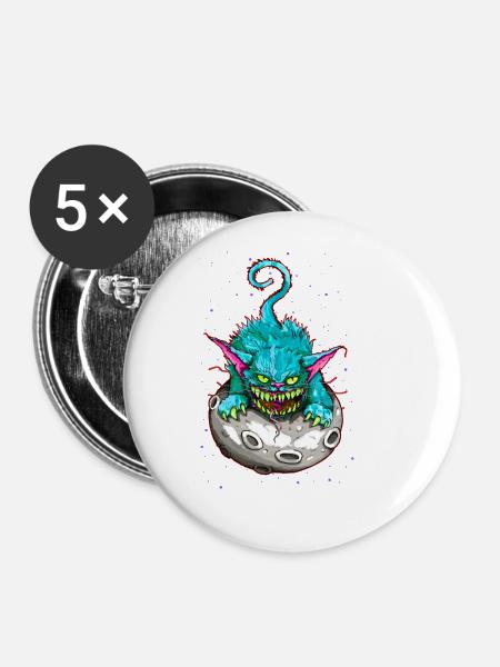 SPACE CAT - Buttons klein 25 mm (5er Pack) - Weiß