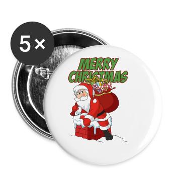 Noël drôle père Noël Noël - Lot de 5 petits badges (25 mm) - blanc - Devant