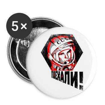 Gagarin - LET'S GO! - Buttons klein 25 mm (5er Pack) - Weiß - Vorne
