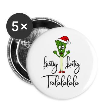 Nikolauch Lustig Lustig Tralalalala Lauch Spruch - Buttons klein 25 mm (5er Pack) - Weiß - Vorne