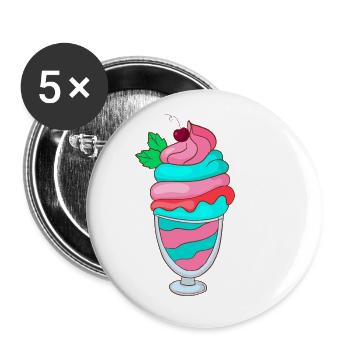 Gobelets à glace - Lot de 5 petits badges (25 mm) - blanc - Devant