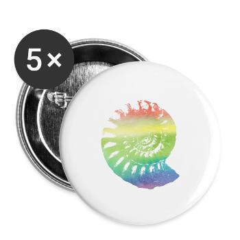 Fossil Ammonit in regenbogenfarben Geschenk - Buttons klein 25 mm (5er Pack) - Weiß - Vorne