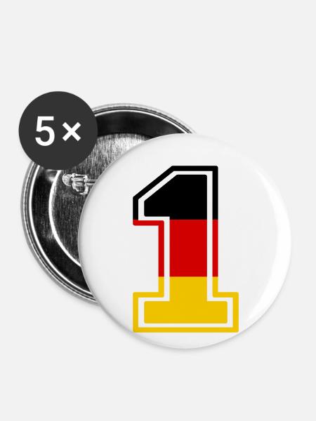 Germany Deutschland nr 1 - Buttons klein 25 mm (5er Pack) - Weiß