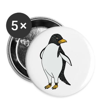 Pingun coloré - Lot de 5 petits badges (25 mm) - blanc - Devant