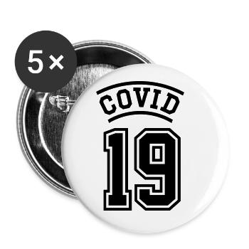 Covid-19 Funny Corona Quarantine Shirt Number - Buttons small 1''/25 mm (5-pack) - white - Front