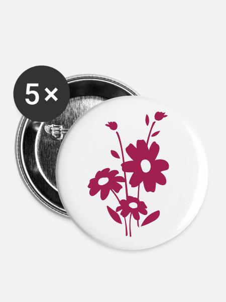 Blumen Blümchen Flower fleur - Buttons klein 25 mm (5er Pack) - Weiß