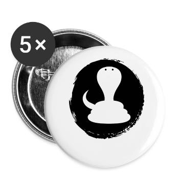 Serpent Cobra Rattlesnake - Lot de 5 petits badges (25 mm) - blanc - Devant