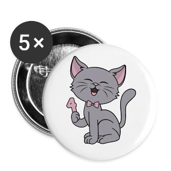 4 years old girl funny cat 4th birthday - Buttons small 1''/25 mm (5-pack) - white - Front