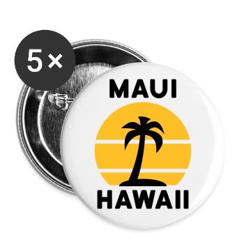 Maui, Hawaii (Sun, Palm, Island) - Buttons small 1''/25 mm (5-pack) - white - Front