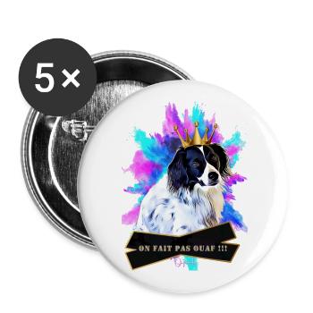 King Opal multicolore - Lot de 5 petits badges (25 mm) - blanc - Devant