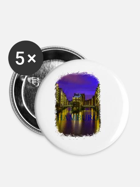 Hamburger Hafen - Buttons klein 25 mm (5er Pack) - Weiß