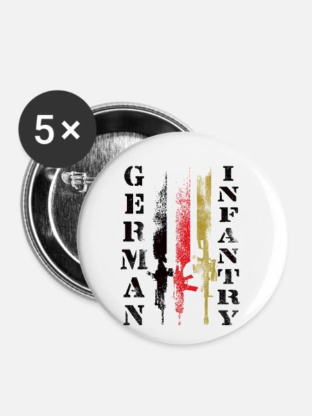 Deutsche Infanterie - Buttons klein 25 mm (5er Pack) - Weiß