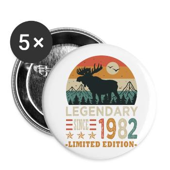 1982 legendary anniversary born in 1982 - Buttons small 1''/25 mm (5-pack) - white - Front