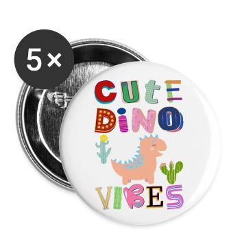 Cute Dino Vibes 2 - Buttons klein 25 mm (5er Pack) - Weiß - Vorne