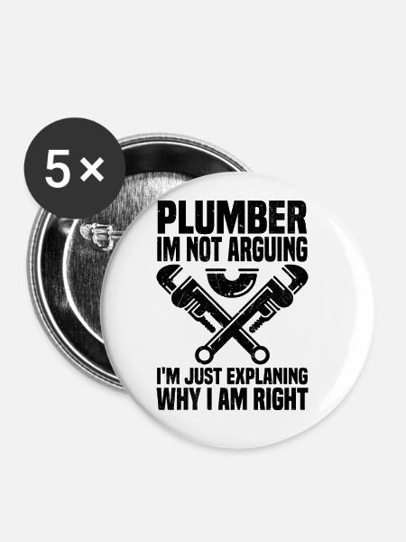 Klempner - Buttons klein 25 mm (5er Pack) - Weiß
