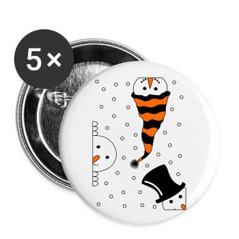 Bonhommes de neige curieux - Lot de 5 petits badges (25 mm) - blanc - Devant