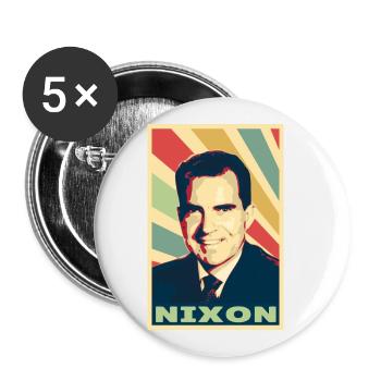 Richard Nixon Vintage Farben - Buttons klein 25 mm (5er Pack) - Weiß - Vorne