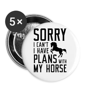 Désolé, je ne peux pas avoir de plans avec mon cheval - Lot de 5 petits badges (25 mm) - blanc - Devant