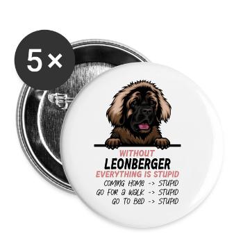Ohne Leonberger ist alles doof - Buttons klein 25 mm (5er Pack) - Weiß - Vorne