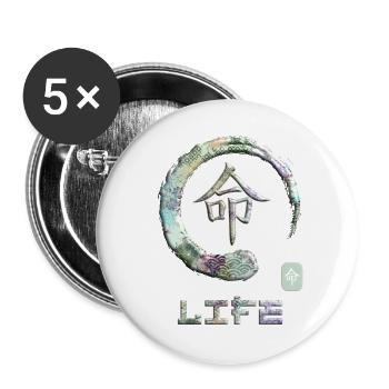 Life Japanese Kanji Word Symbol Enso Circle 7 - Buttons small 1''/25 mm (5-pack) - white - Front
