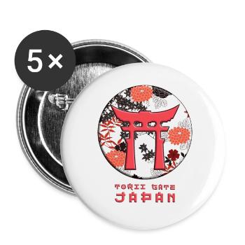 Torii Porte Japonaise Traditionnelle Drapeau Japonais - Lot de 5 petits badges (25 mm) - blanc - Devant