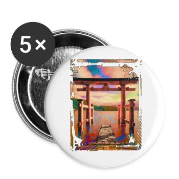 Japon Torii Gate In Water Sunset Collage Art 62 - Lot de 5 petits badges (25 mm) - blanc - Devant