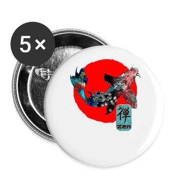 Japan Koi Karpfen Fisch Wasserteich Asiatisch Japanisch - Buttons klein 25 mm (5er Pack) - Weiß - Vorne
