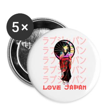 Geisha Traditional Japanese Symbol Word Kanji - Buttons small 1''/25 mm (5-pack) - white - Front
