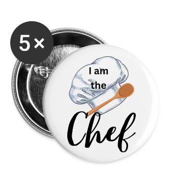 Je suis le Chef - Lot de 5 petits badges (25 mm) - blanc - Devant