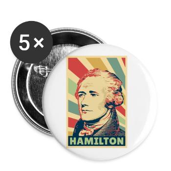 Alexander Hamilton Vintage Farben - Buttons klein 25 mm (5er Pack) - Weiß - Vorne