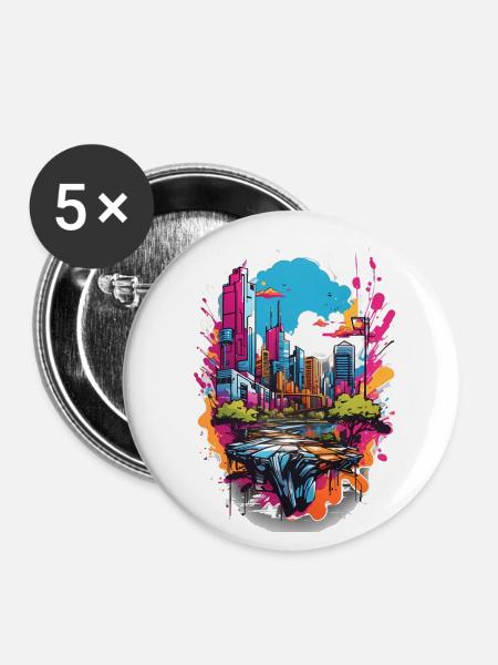 Stadtbild - Buttons klein 25 mm (5er Pack) - Weiß