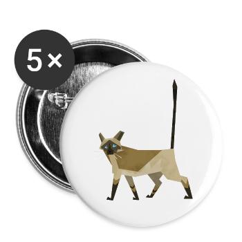 Illustration Katze (Siam) - flat cat - Buttons klein 25 mm (5er Pack) - Weiß - Vorne