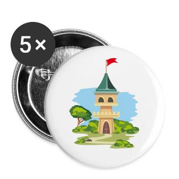 Karikaturhaftes Schloss - Buttons klein 25 mm (5er Pack) - Weiß - Vorne
