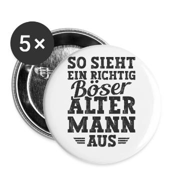Böser Alter Mann Sarkasmus Spruch Lustig - Buttons klein 25 mm (5er Pack) - Weiß - Vorne